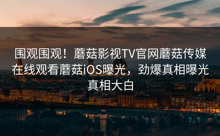 围观围观！蘑菇影视TV官网蘑菇传媒在线观看蘑菇iOS曝光，劲爆真相曝光真相大白