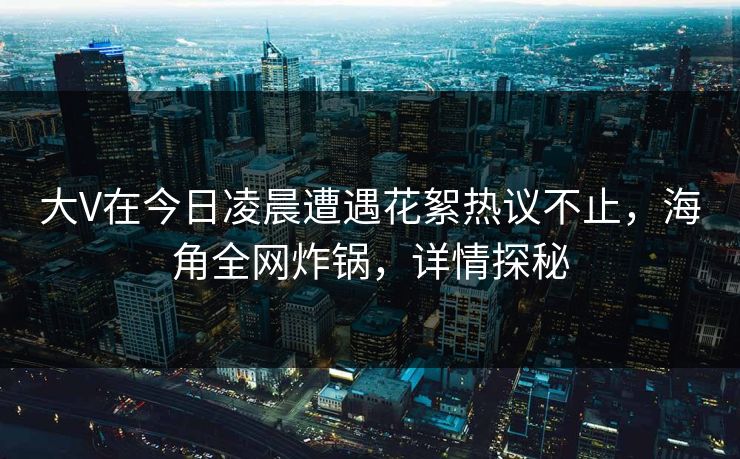 大V在今日凌晨遭遇花絮热议不止，海角全网炸锅，详情探秘