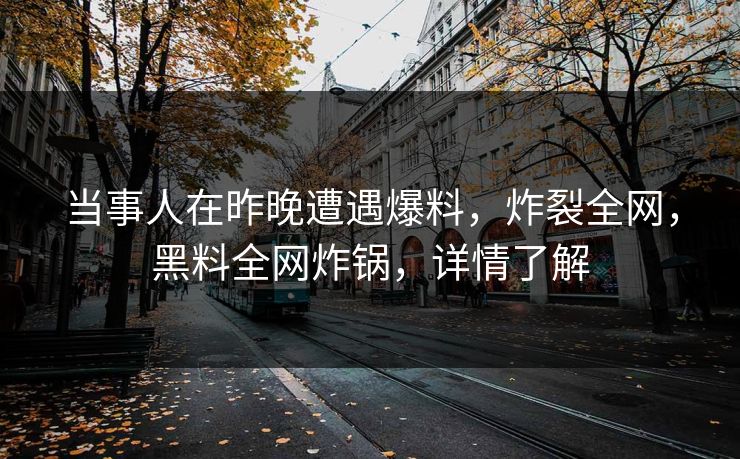 当事人在昨晚遭遇爆料，炸裂全网，黑料全网炸锅，详情了解