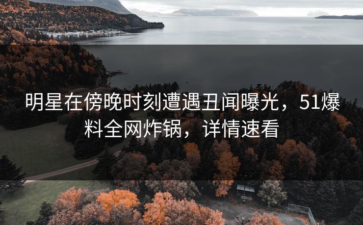 明星在傍晚时刻遭遇丑闻曝光，51爆料全网炸锅，详情速看