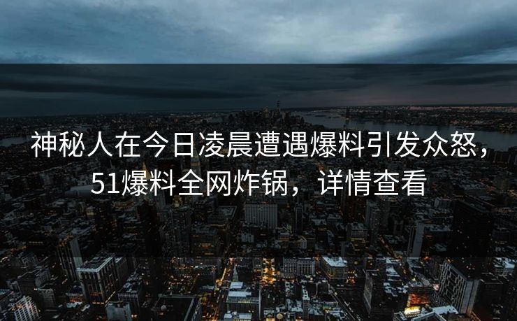 神秘人在今日凌晨遭遇爆料引发众怒,51爆料全网炸锅,详情查看