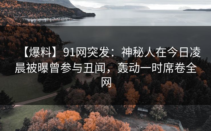 【爆料】91网突发：神秘人在今日凌晨被曝曾参与丑闻，轰动一时席卷全网
