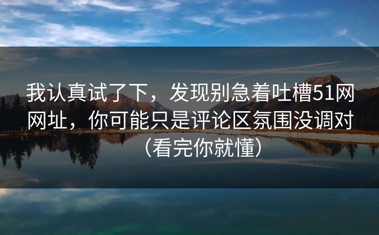 我认真试了下，发现别急着吐槽51网网址，你可能只是评论区氛围没调对（看完你就懂）